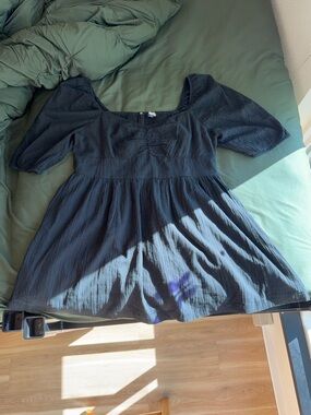 American Eagle Outfitters Black Puff Sleeve Empire Waist Dress